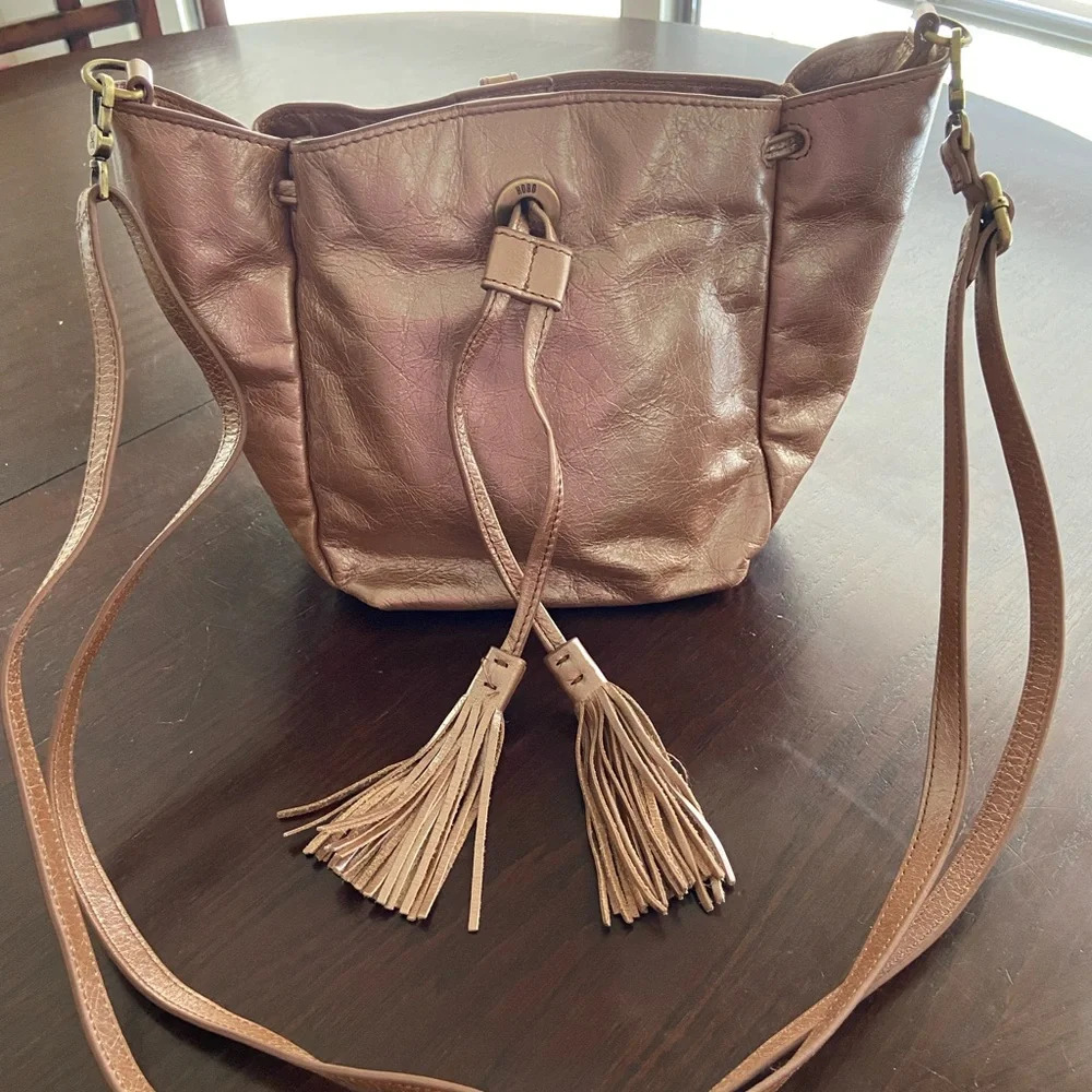 HOBO Puck Mini Backpack Crossbody Convertible in Cameo Metallic Neutral